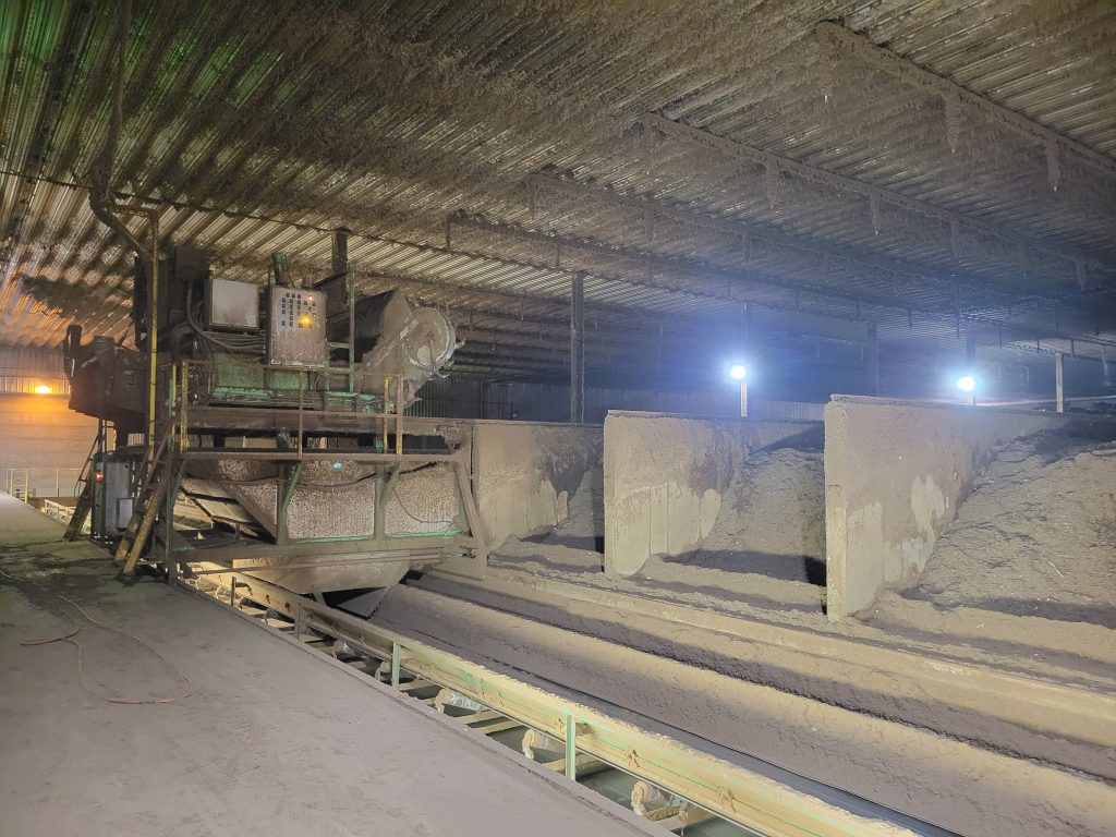 20221105_120646 Interior view of compost maturing bays and compost agitator.