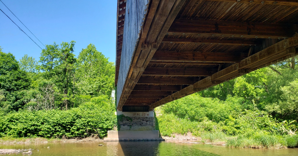 Underside view of Hamden Covered Bridge