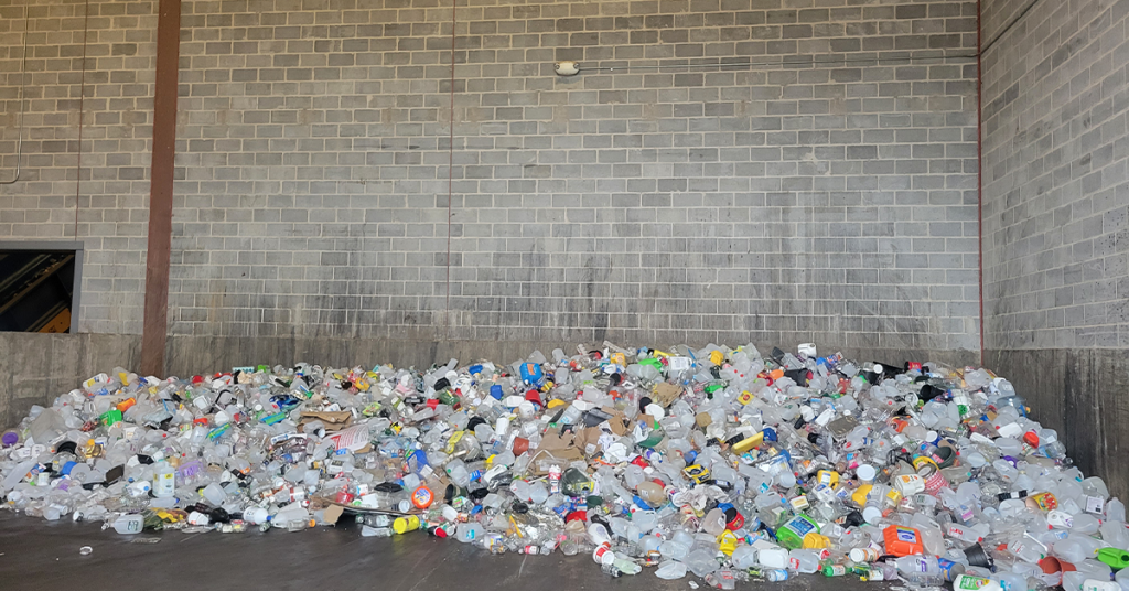 Plastic waiting to be baled.