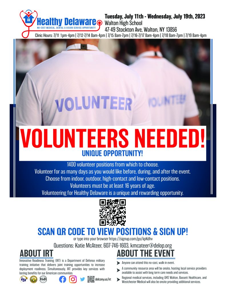Healthy Delaware Volunteers Needed Poster