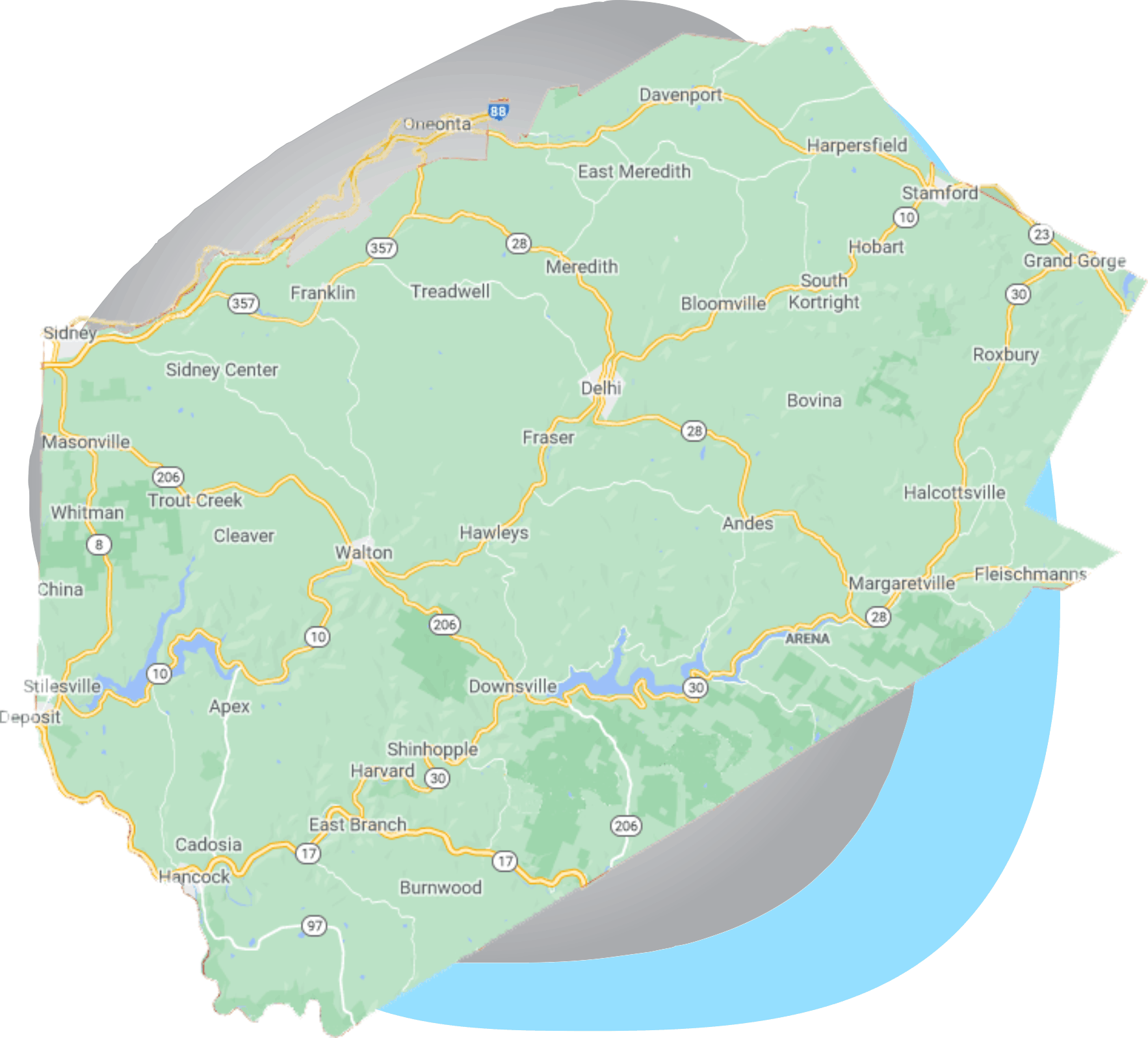 Delaware County Ny Map Municipalities - Delaware County